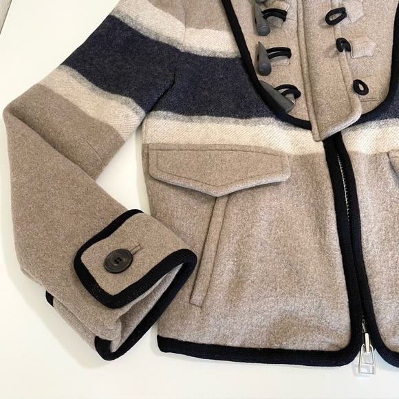 Veronica Beard Ella Blanket Jacket Striped Wool Blend Zip Toggle Closure XS - Picture 14 of 16